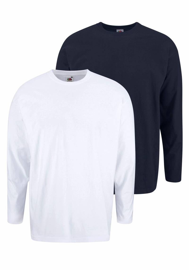 Fruit of the Loom Langarmshirt, (Packung, 2 tlg.), aus reiner Baumwolle von Fruit of the Loom