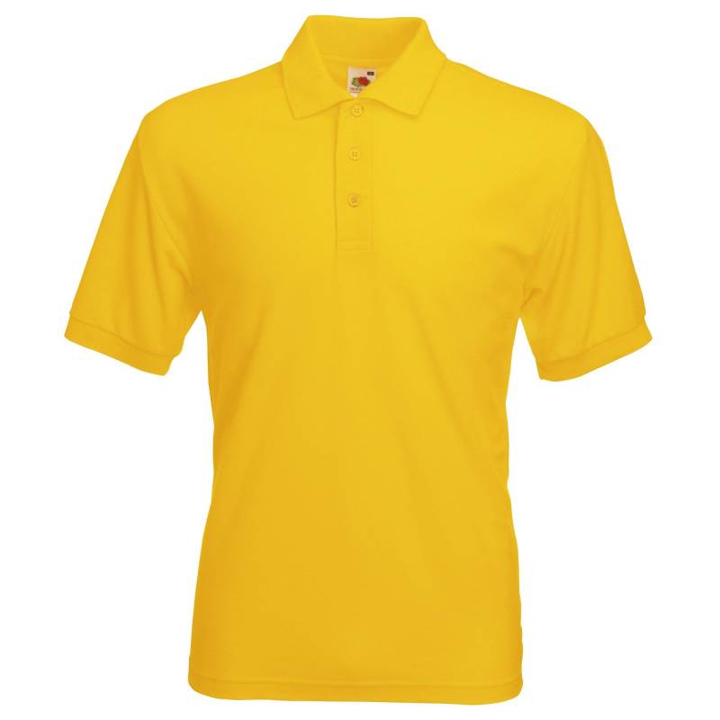 Piqué Poloshirt, Kurzarm Herren Gelb Bunt S von Fruit of the Loom