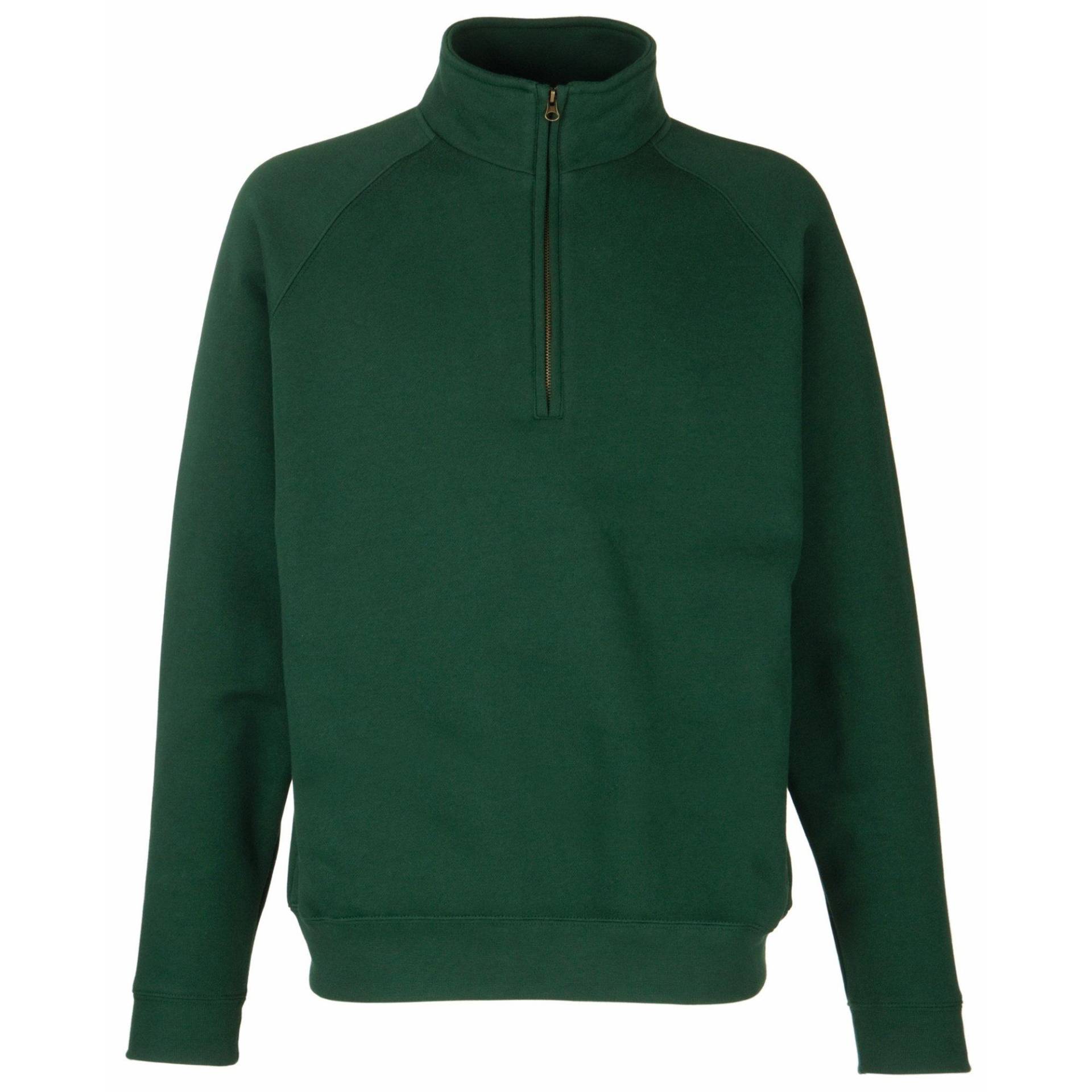 Premium 7030 Zip Neck Sweatshirt Herren Grün XXL von Fruit of the Loom