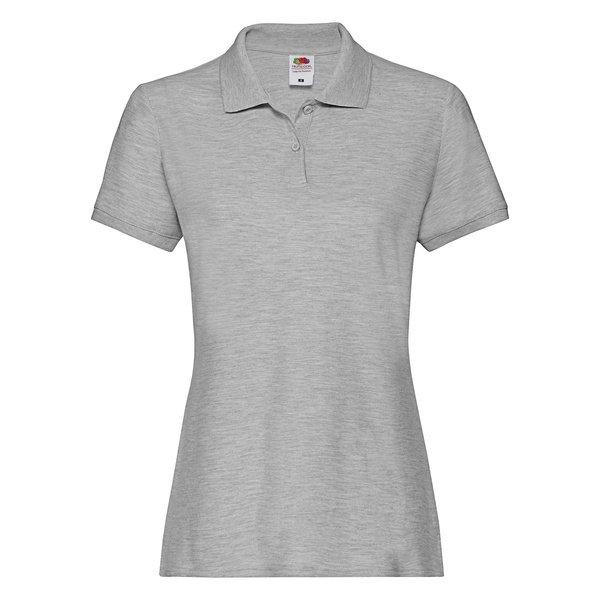 Premium Poloshirt Damen Grau S von Fruit of the Loom