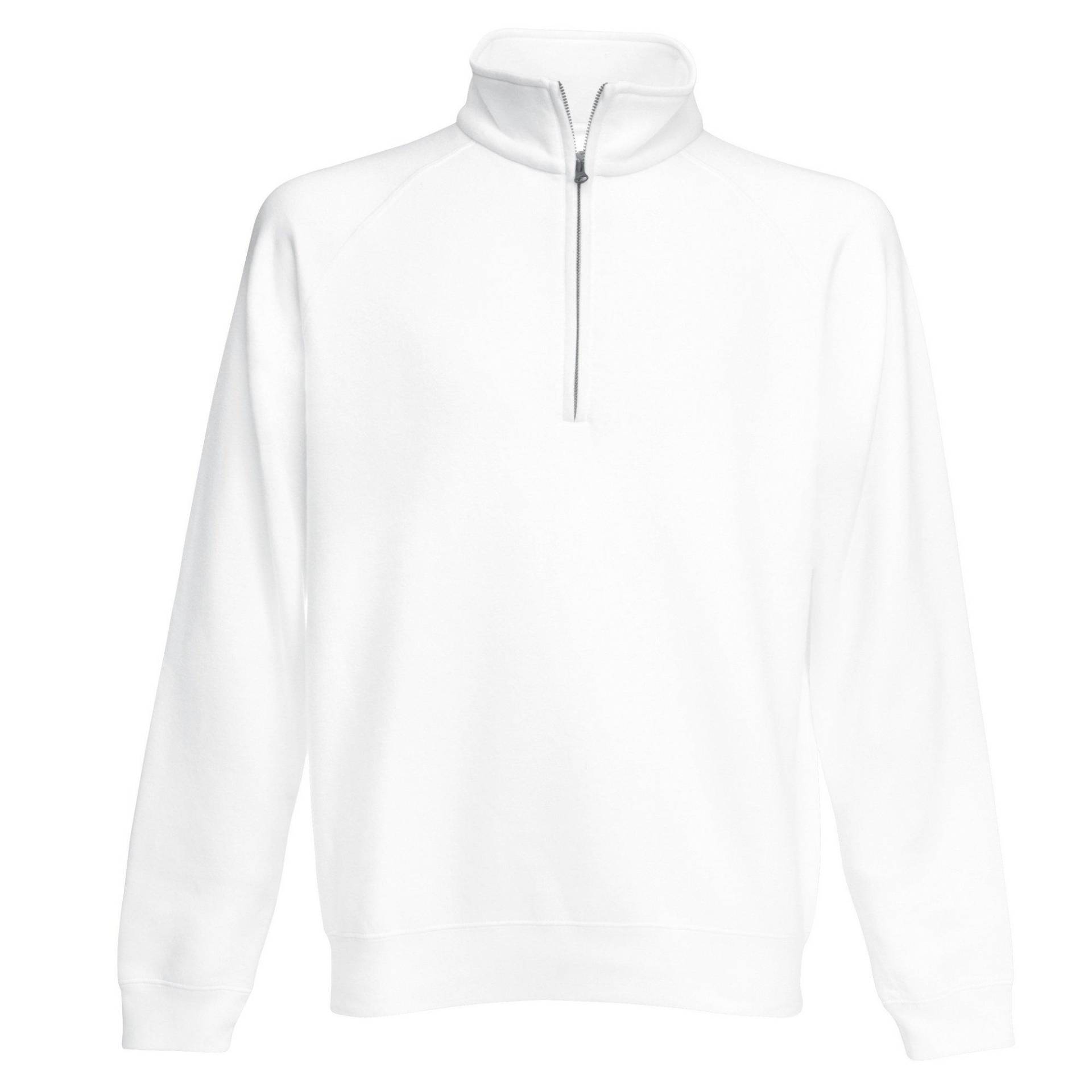 Zip Neck Sweatshirt Herren Weiss M von Fruit of the Loom