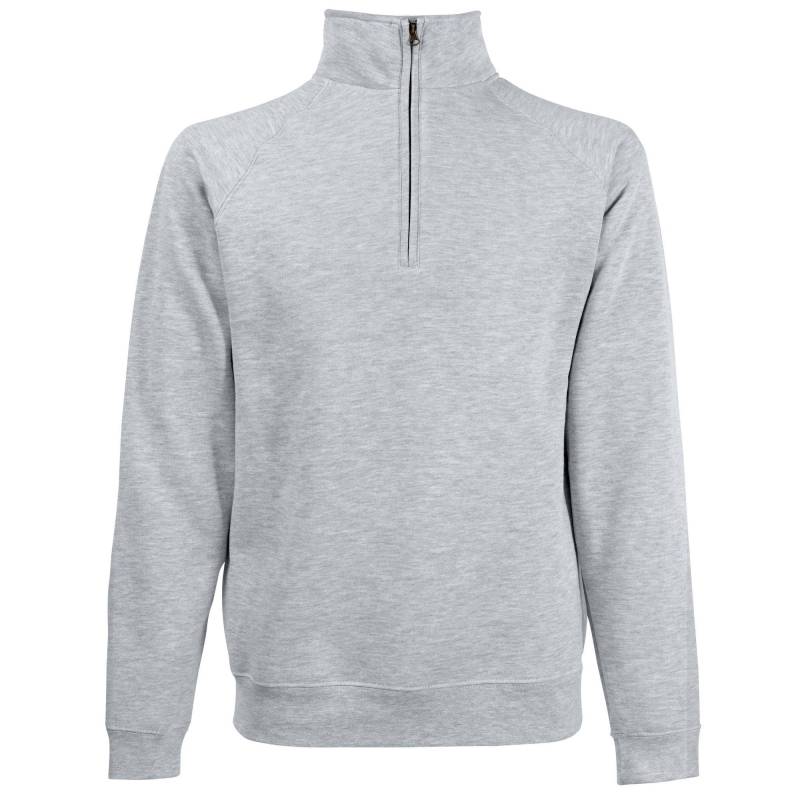 Zip Neck Sweatshirt Herren Grau M von Fruit of the Loom