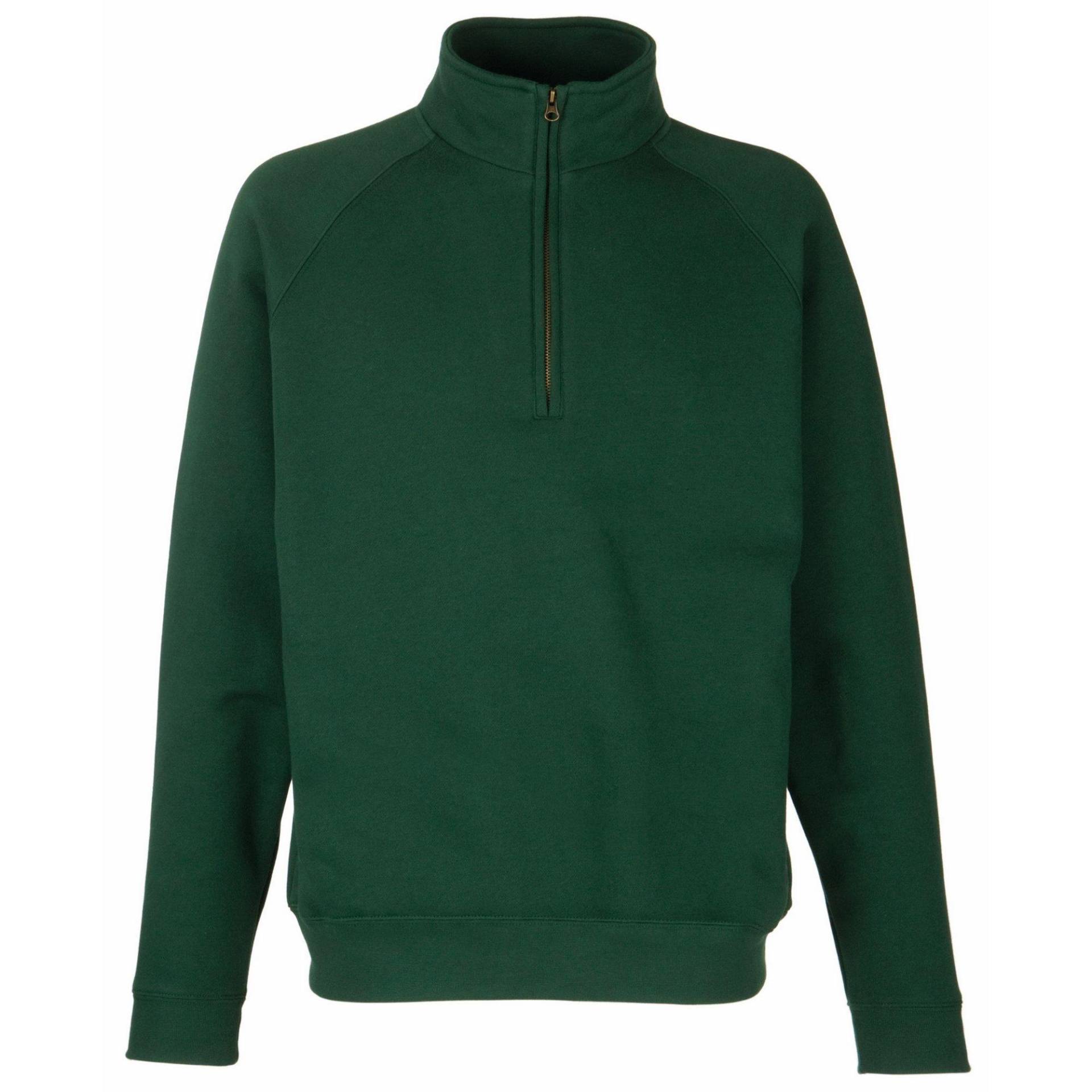 Zip Neck Sweatshirt Herren Grün M von Fruit of the Loom