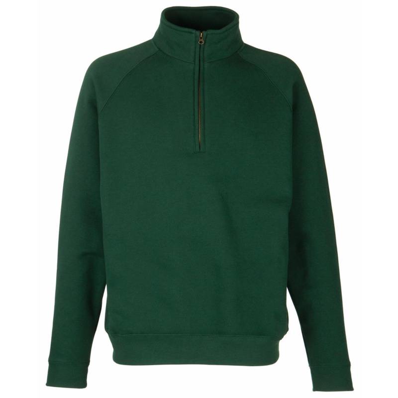 Zip Neck Sweatshirt Herren Grün S von Fruit of the Loom