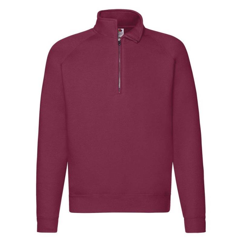 Zip Neck Sweatshirt Herren Weinrot XL von Fruit of the Loom