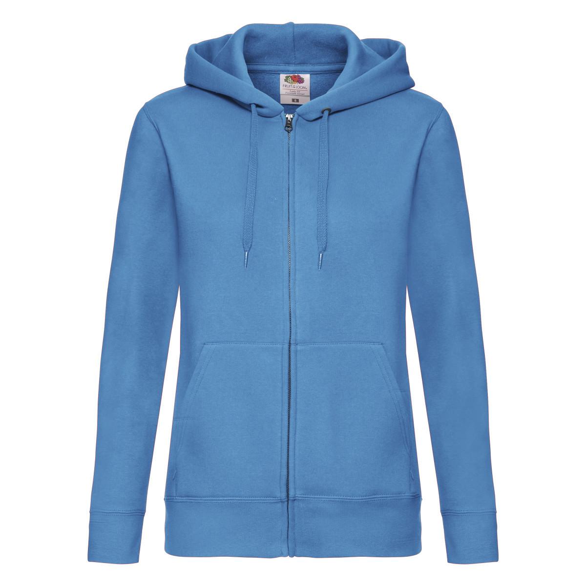 Hoodie Mit Durchgehendem Reißverschluss Damen Azurblau 34 von Fruit of the Loom