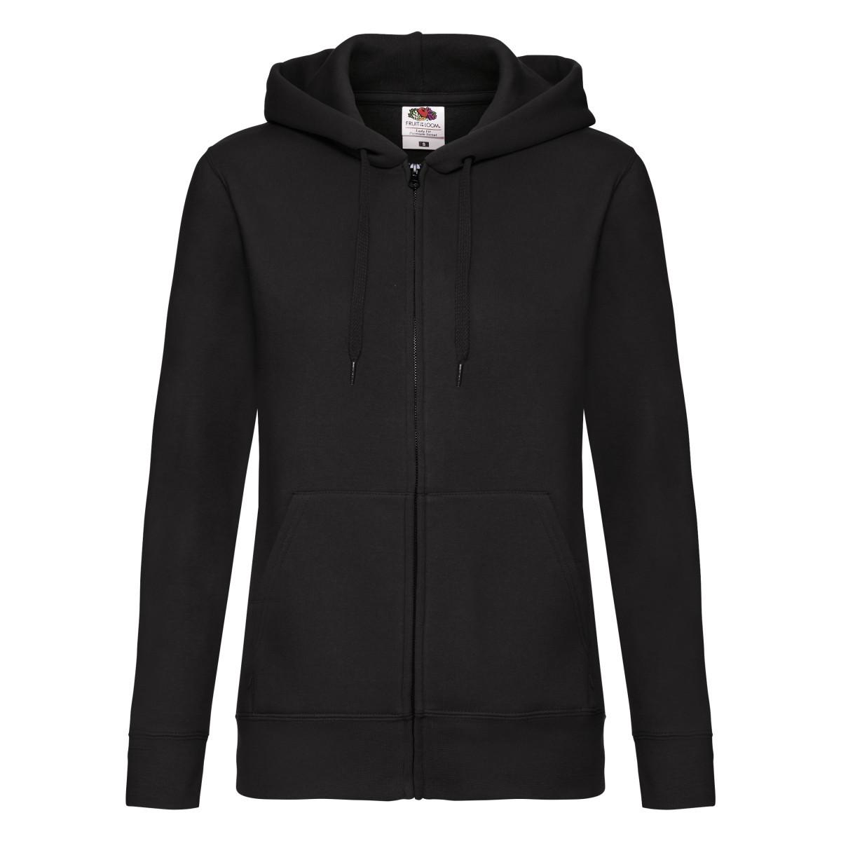 Hoodie Mit Durchgehendem Reißverschluss Damen Schwarz 34 von Fruit of the Loom