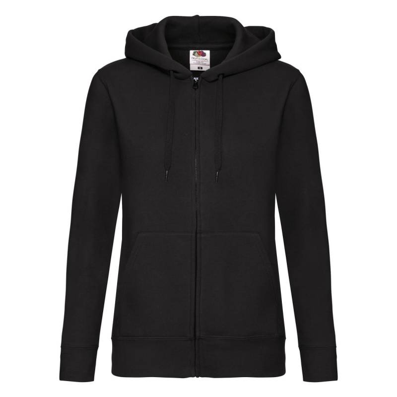 Hoodie Mit Durchgehendem Reißverschluss Damen Schwarz 34 von Fruit of the Loom