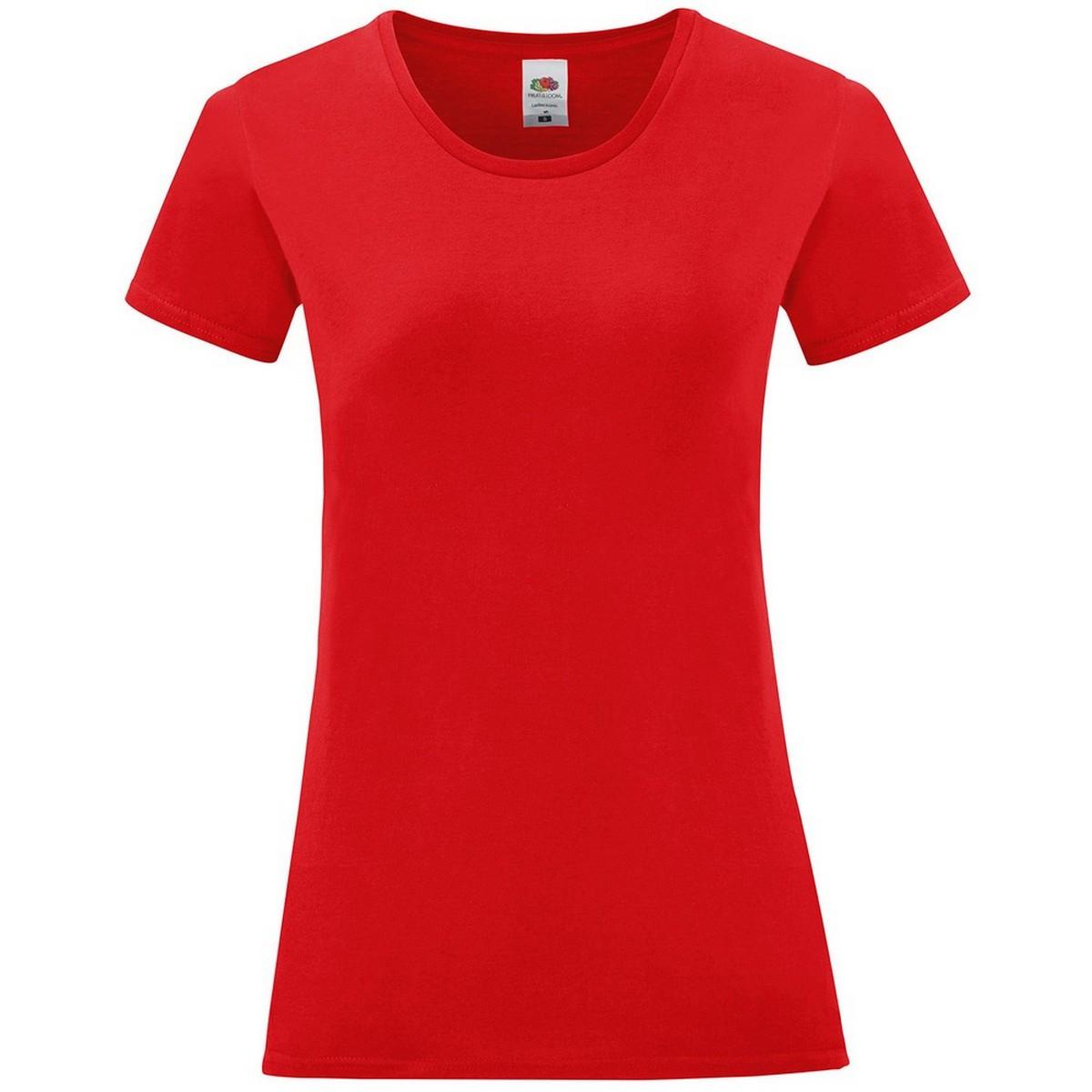 Iconic Tshirt Damen Rot Bunt L von Fruit of the Loom