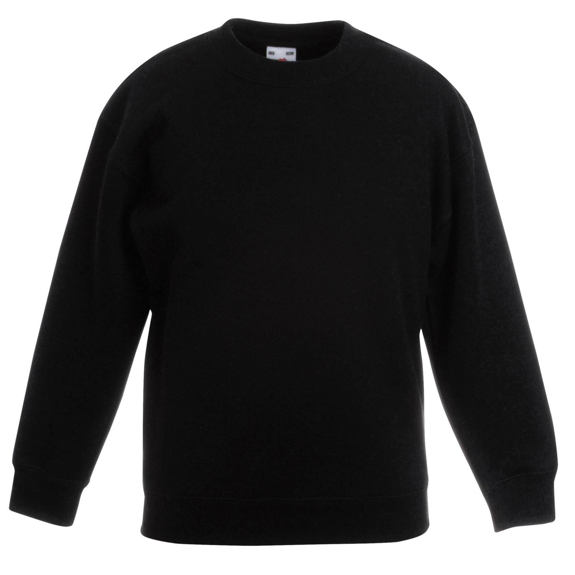 Klassische 8020 Setin Sweatshirt Mädchen Schwarz 7-8A von Fruit of the Loom