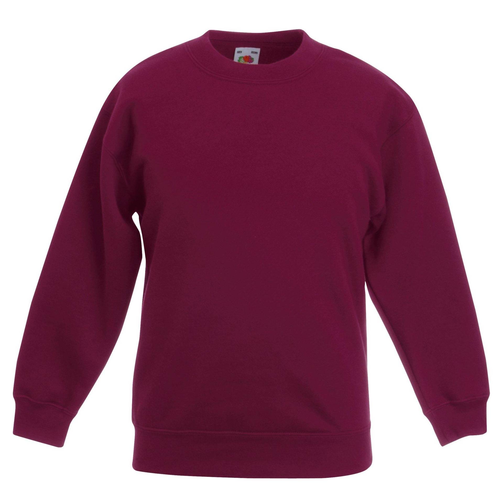 Klassische 8020 Setin Sweatshirt Mädchen Weinrot 7-8A von Fruit of the Loom