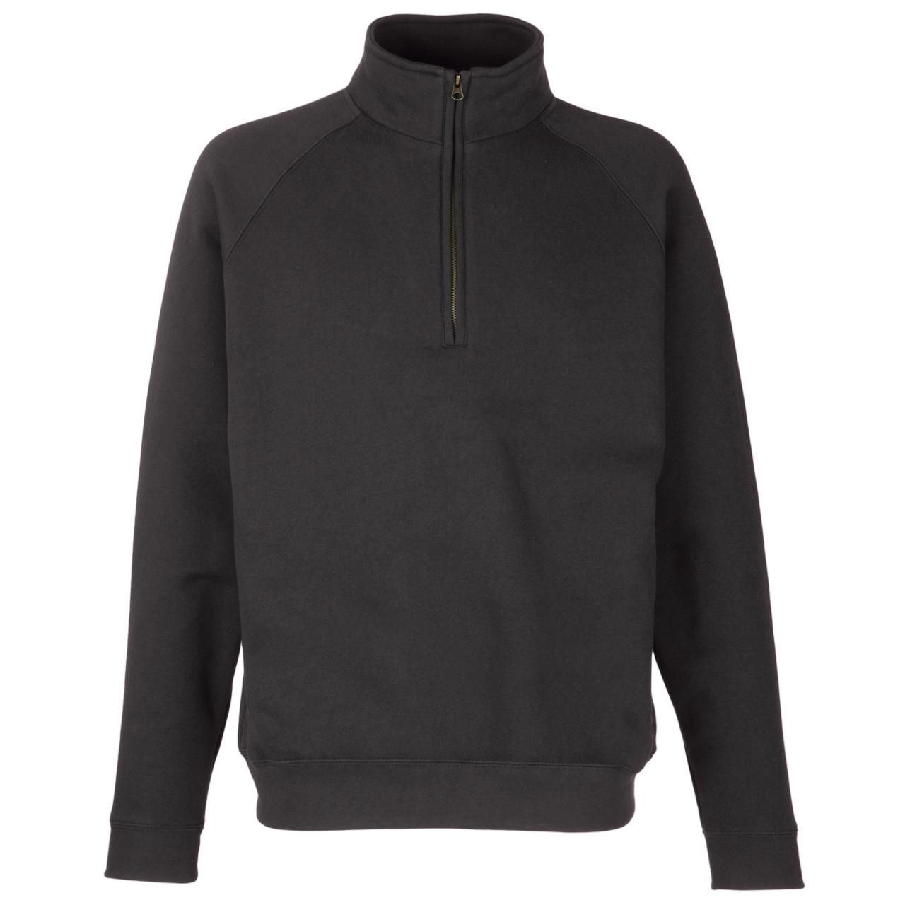 Klassische Zip Neck Sweatshirt Damen Schwarz L von Fruit of the Loom