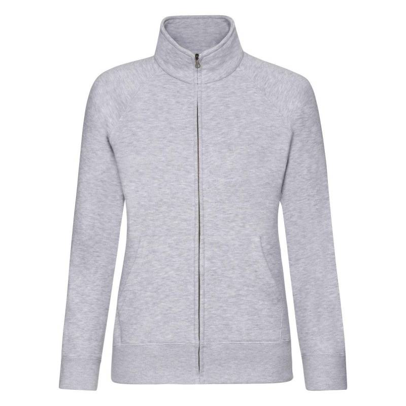 Ladyfit Fleecesweatshirtjacke Damen Grau XS von Fruit of the Loom