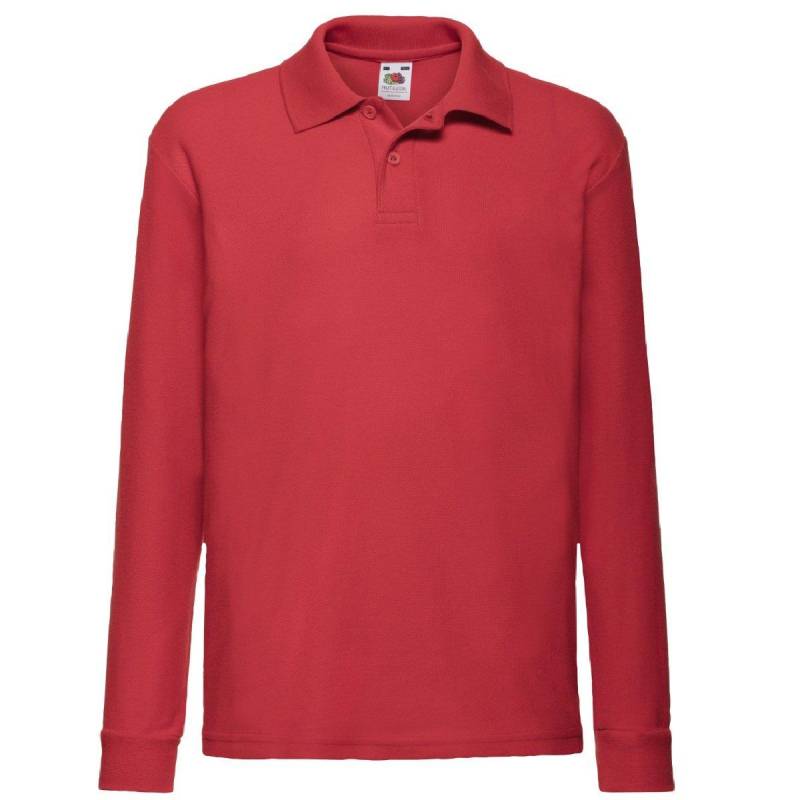 Fruit of the Loom - Polo Shirt, Langarm, 3-4A, Rot Bunt von Fruit of the Loom