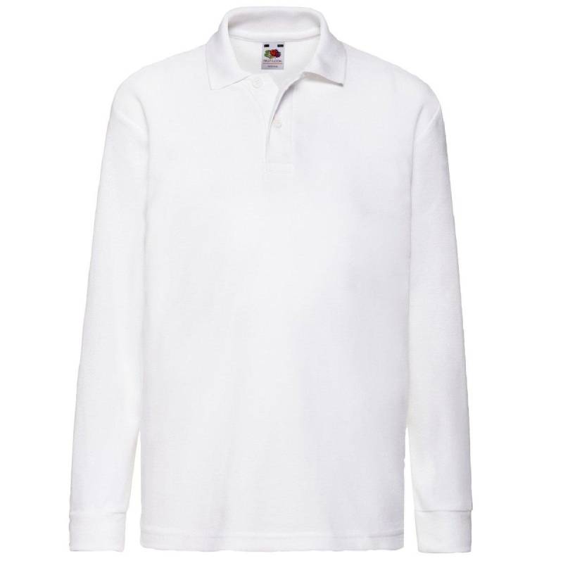 Fruit of the Loom - Polo Shirt, Langarm, 3-4A, Weiss von Fruit of the Loom