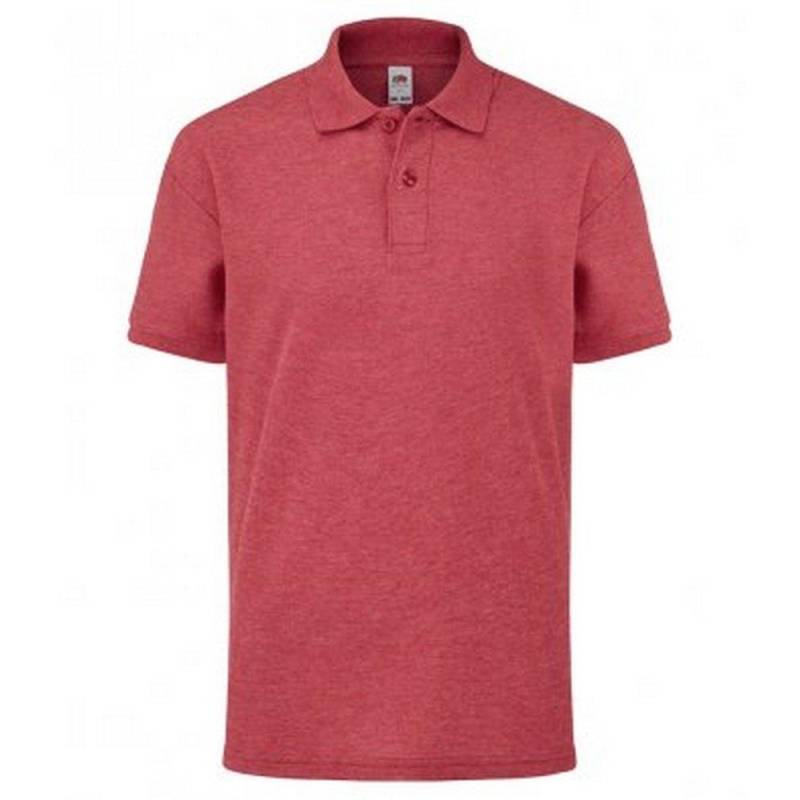 Poly Pique Polo Shirt Mädchen Rot Bunt 7-8A von Fruit of the Loom