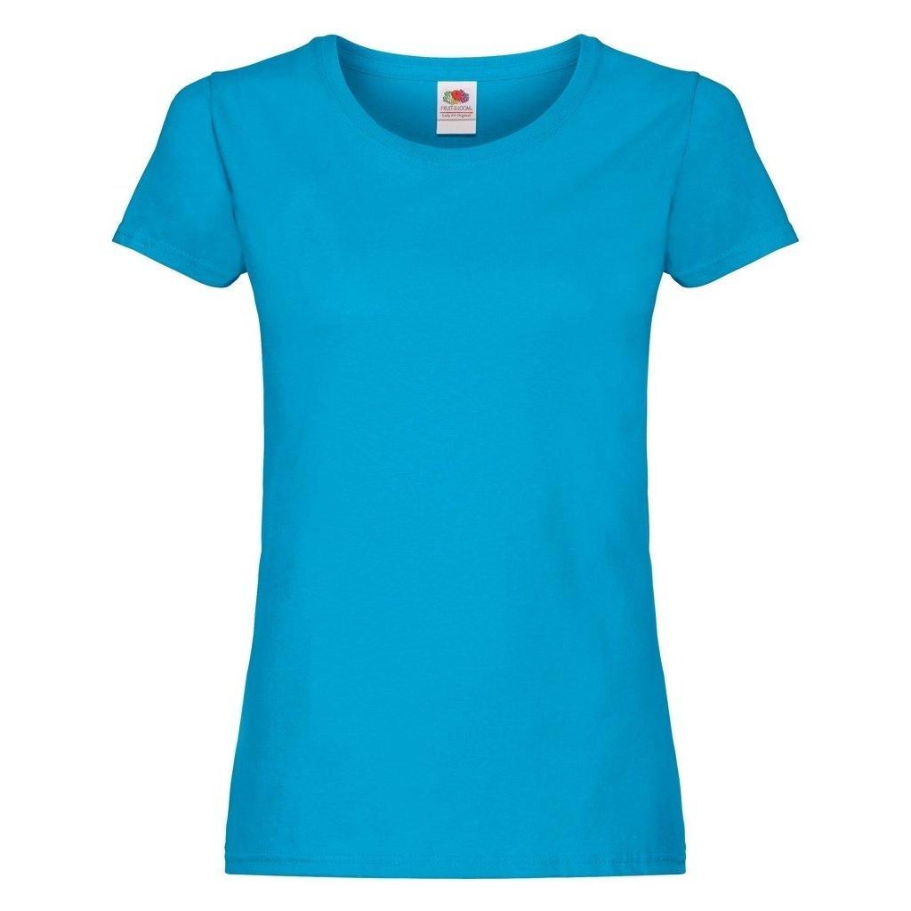 Ladyfit Tshirt, Kurzärmlig Damen Blau L von Fruit of the Loom