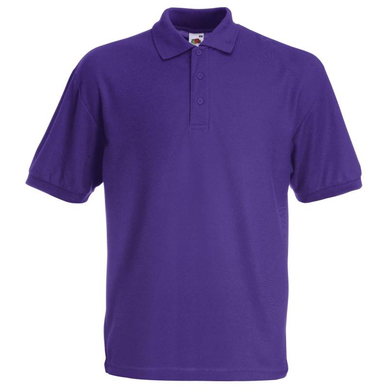 Piqué Poloshirt, Kurzarm Herren Lila L von Fruit of the Loom