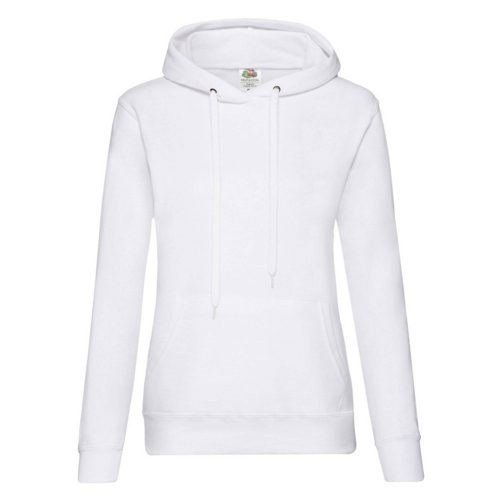 Lady Fit Kapuzenpullover Damen Weiss L von Fruit of the Loom