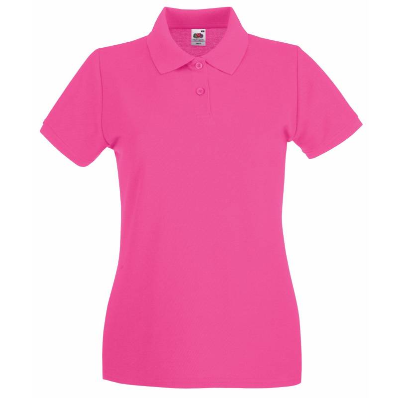 Fruit of the Loom - Premium Poloshirt kurzärmlig, für Damen, Fuchsia, Größe L von Fruit of the Loom