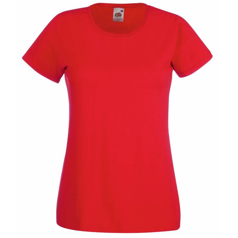 Ladyfit Tshirt Damen Rot Bunt L von Fruit of the Loom