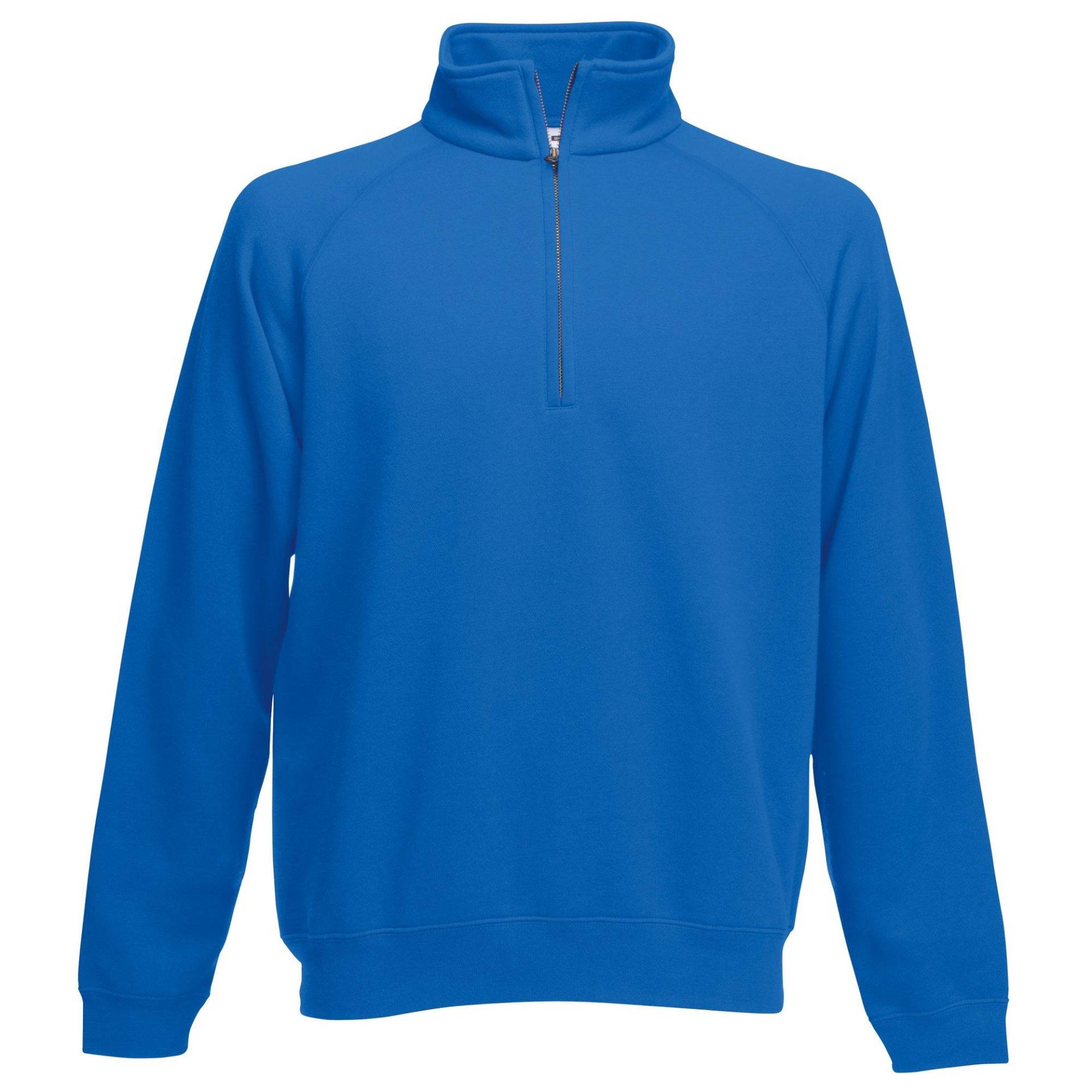 Zip Neck Sweatshirt Herren Königsblau L von Fruit of the Loom