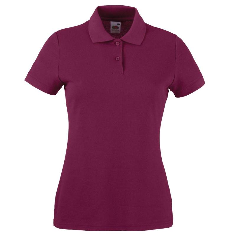 Fruit of the Loom - LadyFit 6535 Kurzarm Polo Shirt, für Damen, Weinrot, Größe M von Fruit of the Loom