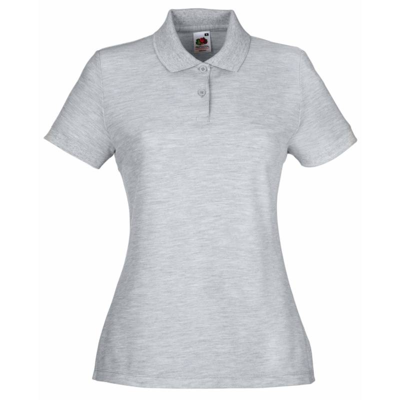 6535 Poloshirt, Kurzarm Damen Grau M von Fruit of the Loom