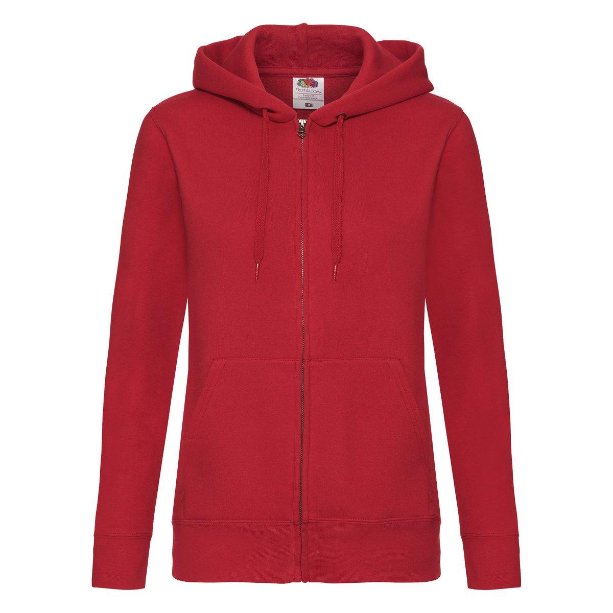 Ladyfit Kapuzenjacke Sweatshirtjacke Mit Kapuze Damen Rot Bunt M von Fruit of the Loom