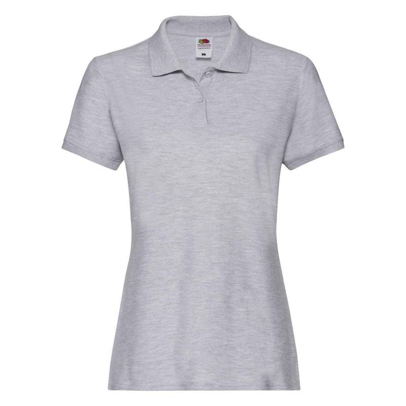 Ladyfit Premium Poloshirt Damen Grau S von Fruit of the Loom