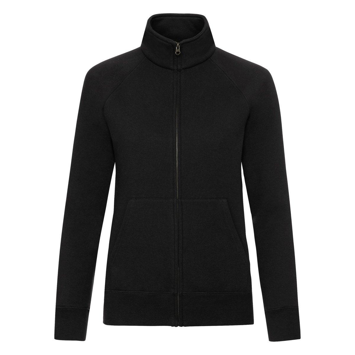 Ladyfit Fleecesweatshirtjacke Damen Schwarz S von Fruit of the Loom