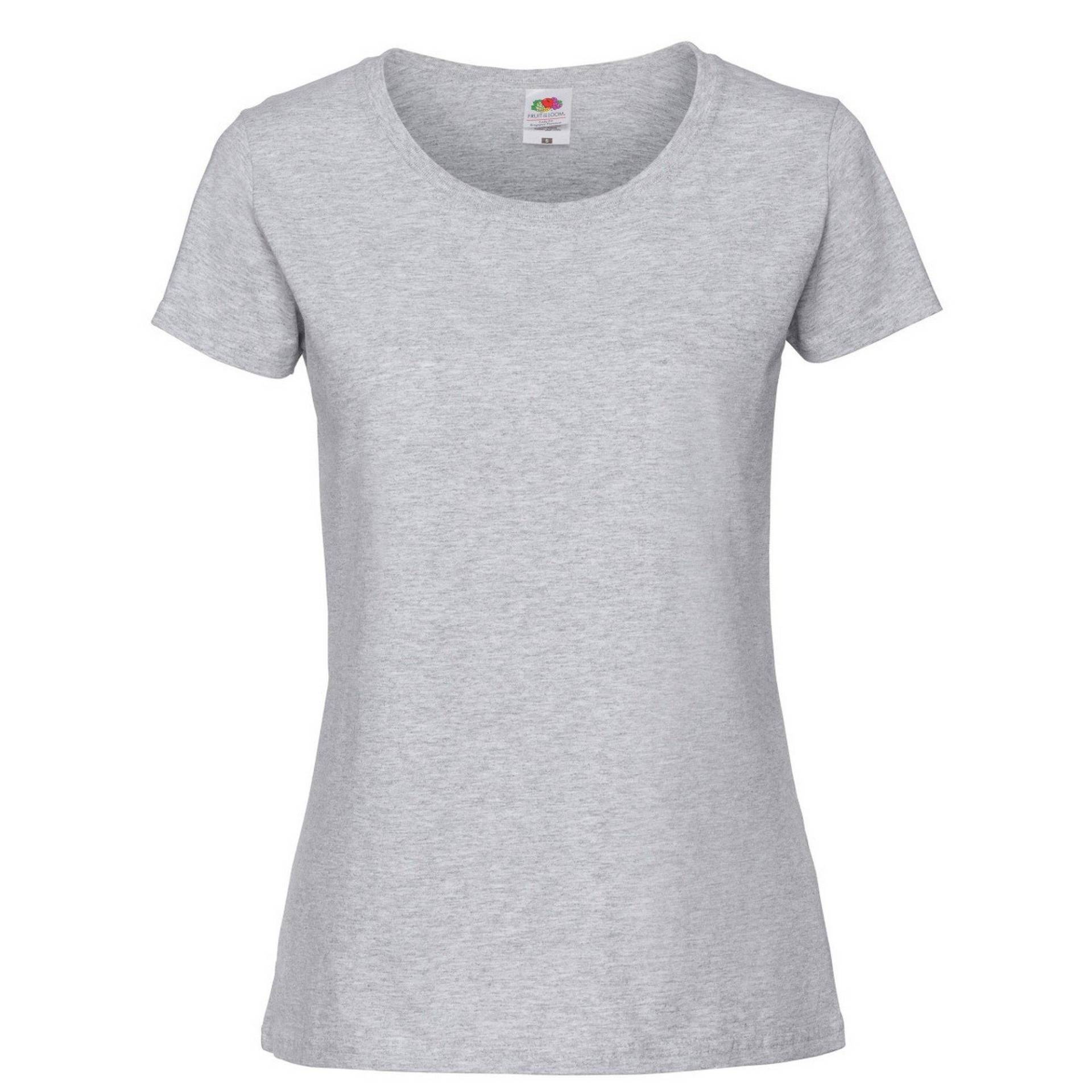 Premium Tshirt Damen Grau S von Fruit of the Loom