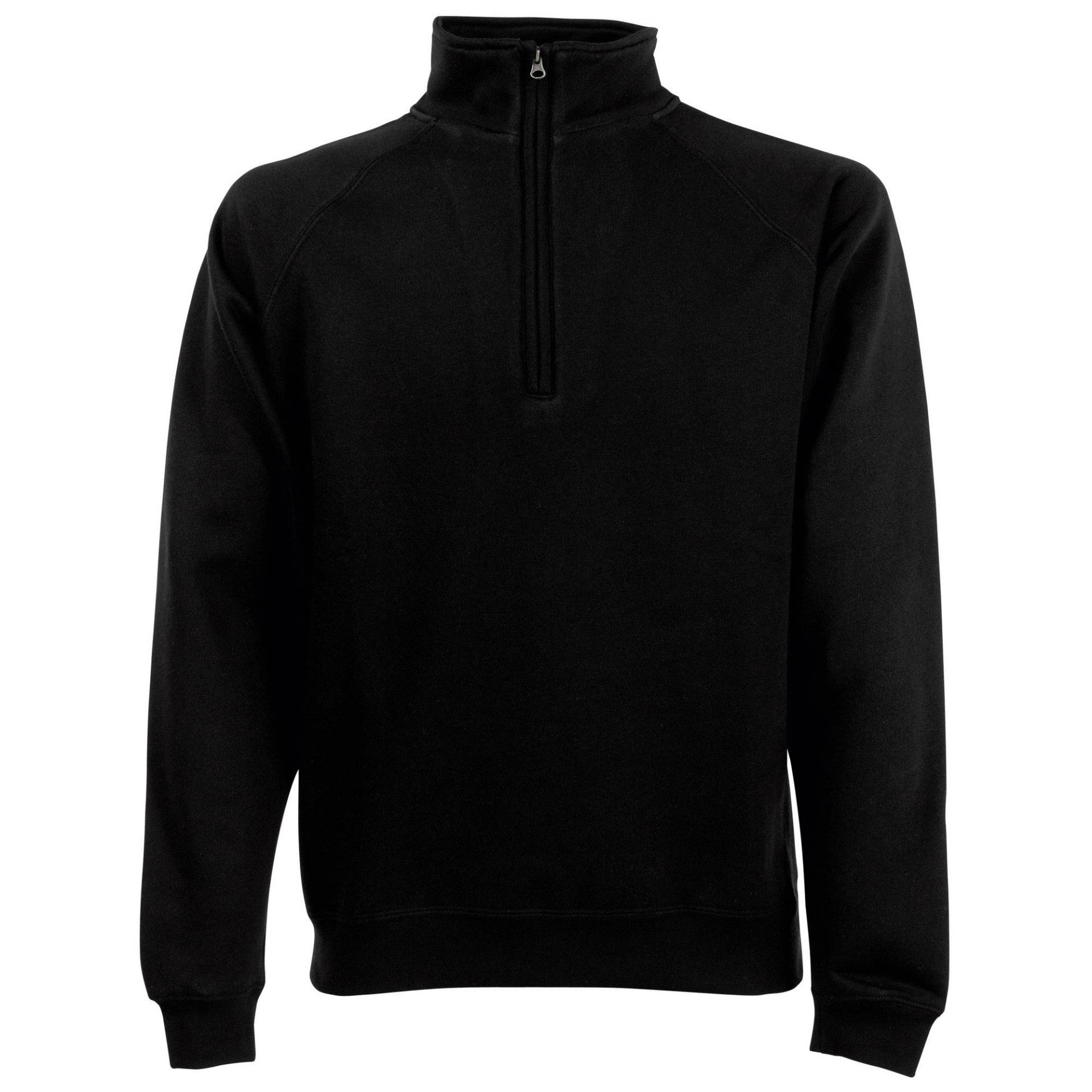 Zip Neck Sweatshirt Herren Schwarz S von Fruit of the Loom