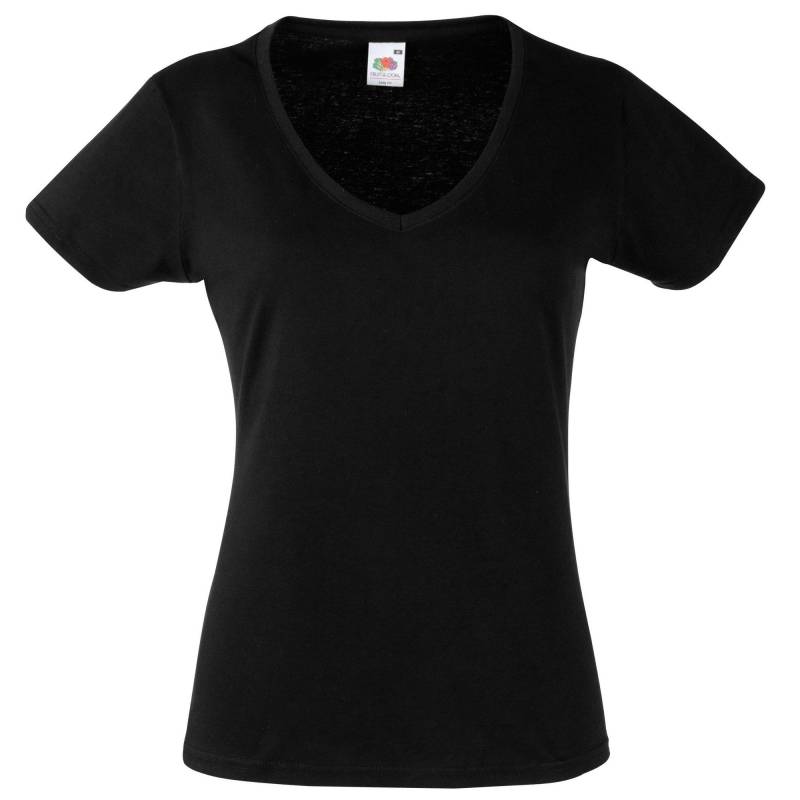 Ladyfit Valueweight Tshirt, Vausschnitt Damen Schwarz XL von Fruit of the Loom