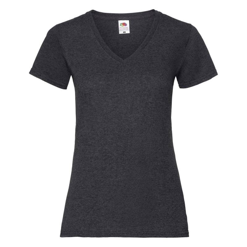 Ladyfit Valueweight Tshirt, Vausschnitt Damen Charcoal Black XL von Fruit of the Loom