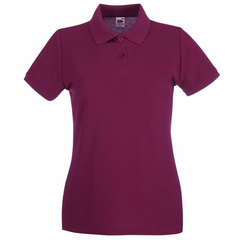 Ladyfit Premium Poloshirt Damen Weinrot XS von Fruit of the Loom