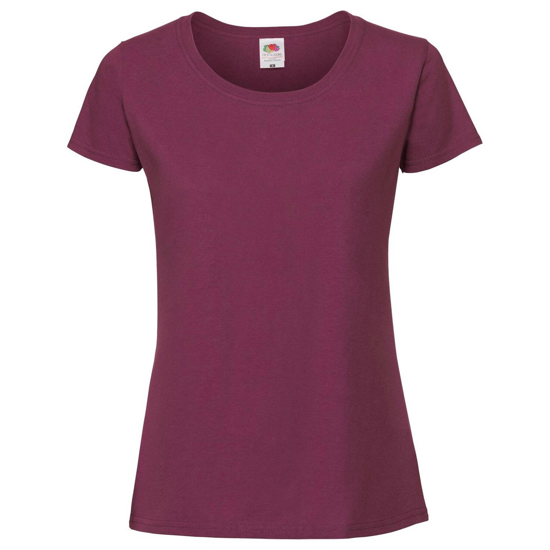 Fit Ringspun Premium-t-shirt Damen Weinrot XS von Fruit of the Loom