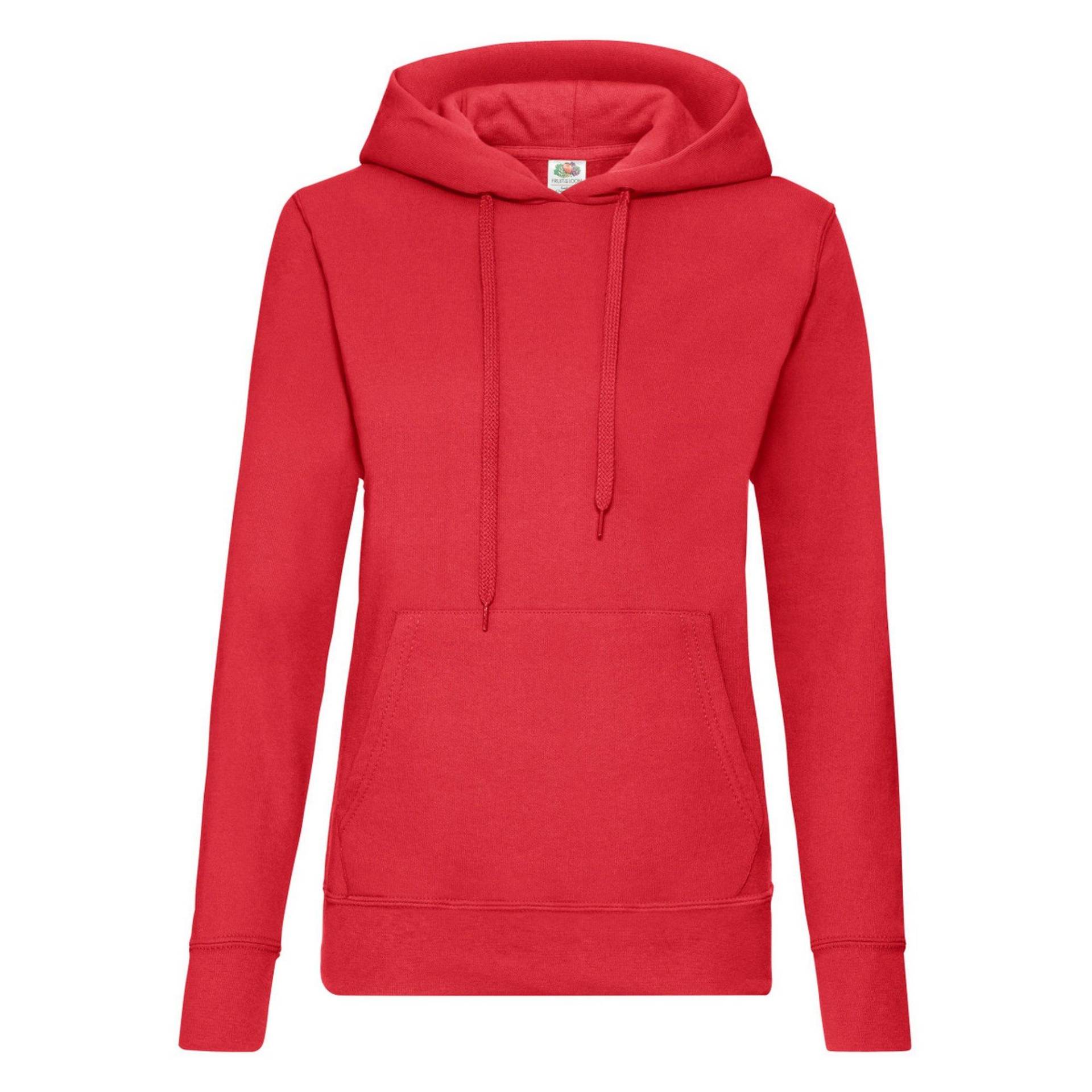 Lady Fit Kapuzenpullover Damen Rot Bunt XS von Fruit of the Loom