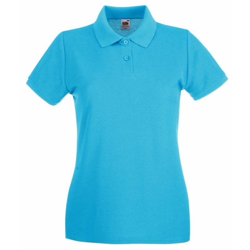 Ladyfit Premium Poloshirt Damen Blau XS von Fruit of the Loom