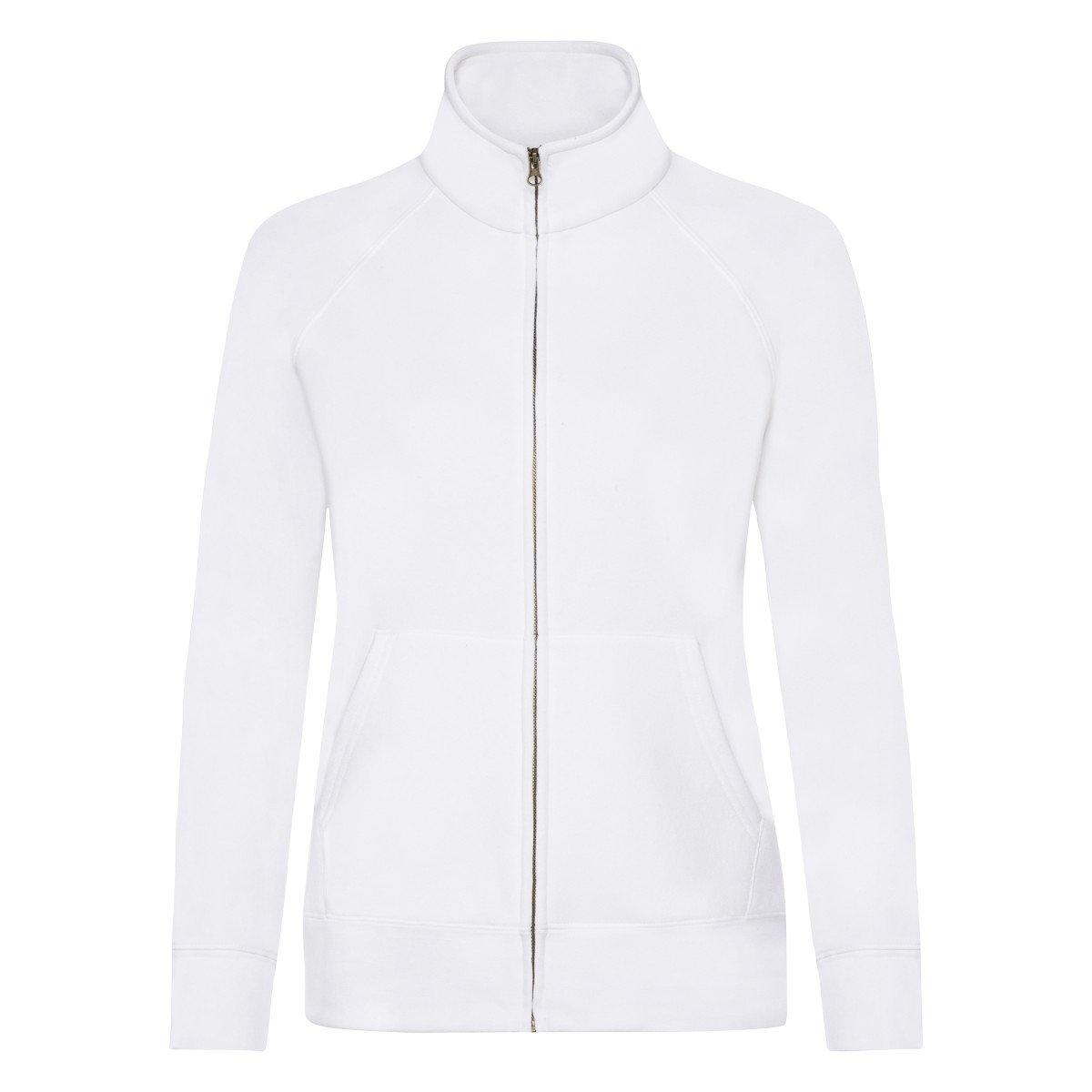 Ladyfit Fleecesweatshirtjacke Damen Weiss XS von Fruit of the Loom