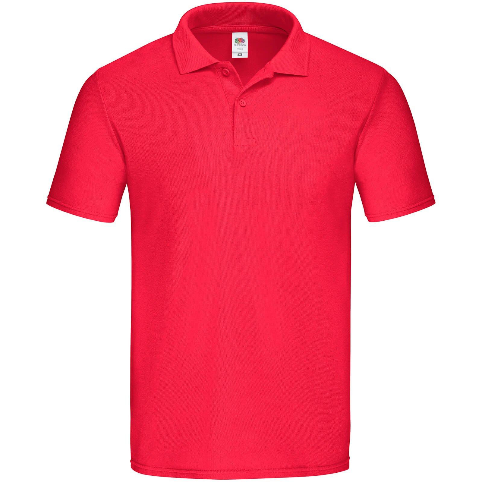 Original Poloshirt Herren Rot Bunt XXL von Fruit of the Loom