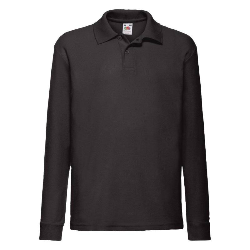 Polo Shirt, Langarm Mädchen Schwarz 9-11A von Fruit of the Loom