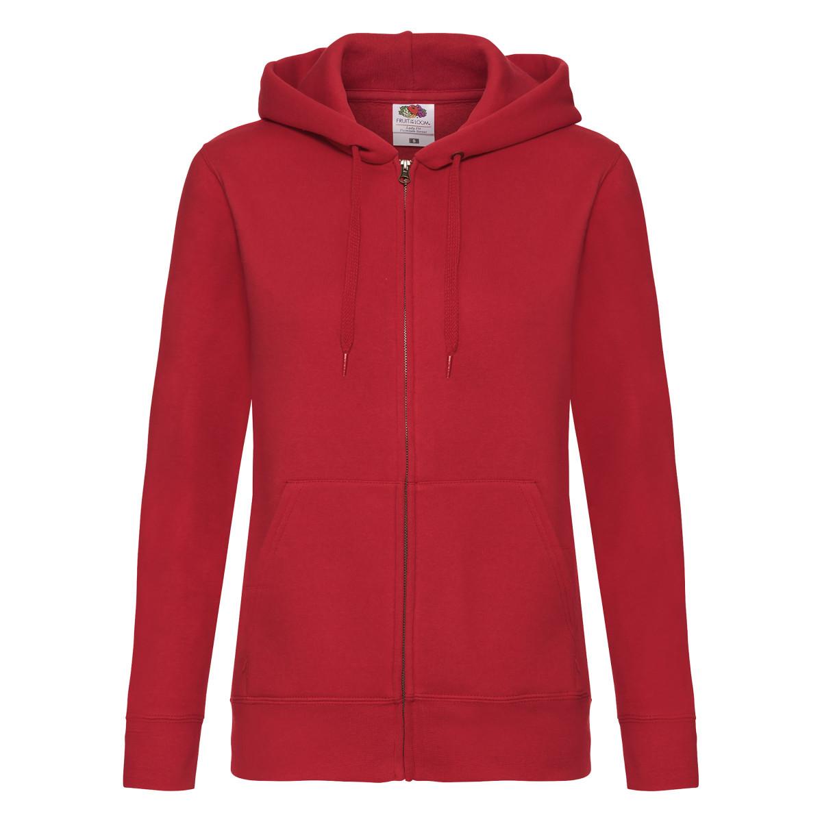 Fruit of the Loom - Premium Hoodie mit durchgehendem Reißverschluss, für Damen, Rot Bunt, Größe 34 von Fruit of the Loom