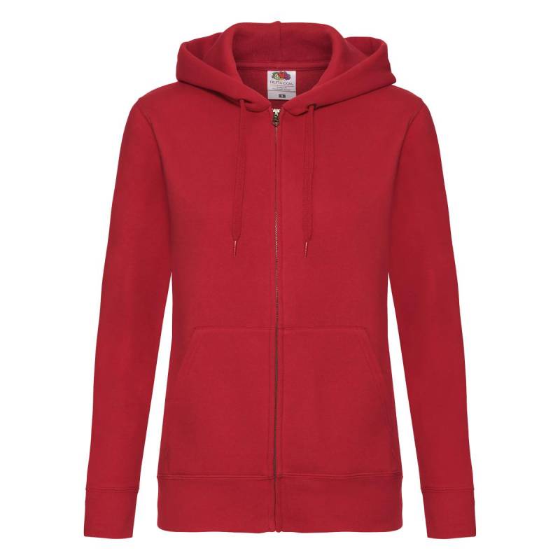 Premium Hoodie Mit Durchgehendem Reißverschluss Damen Rot Bunt 34 von Fruit of the Loom