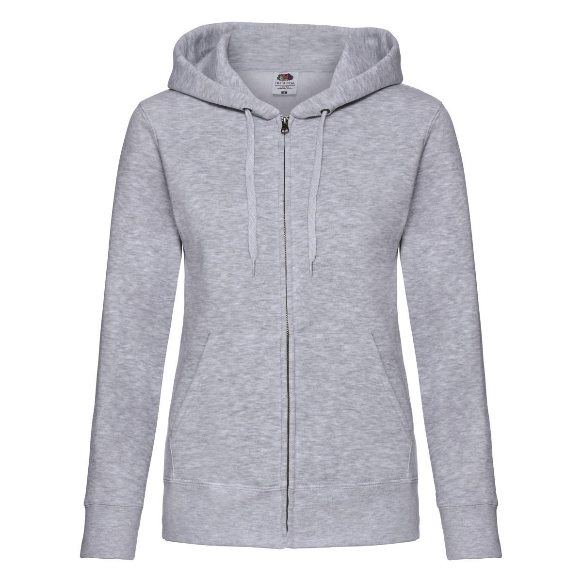 Premium Kapuzenjacke Mit Reißverschluss Damen Grau L von Fruit of the Loom