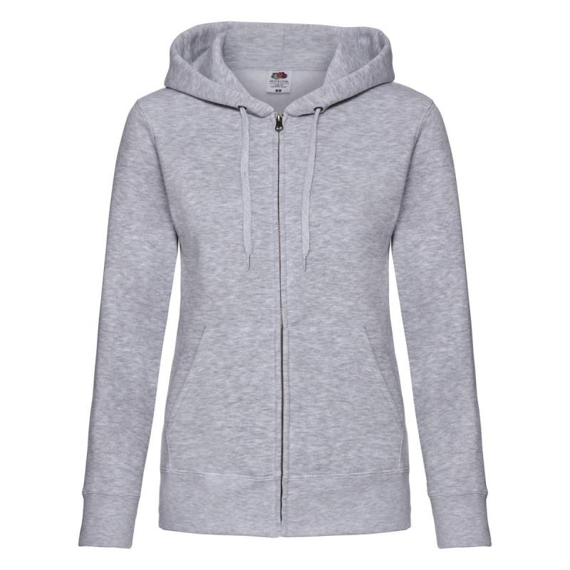 Premium Kapuzenjacke Mit Reißverschluss Damen Grau M von Fruit of the Loom