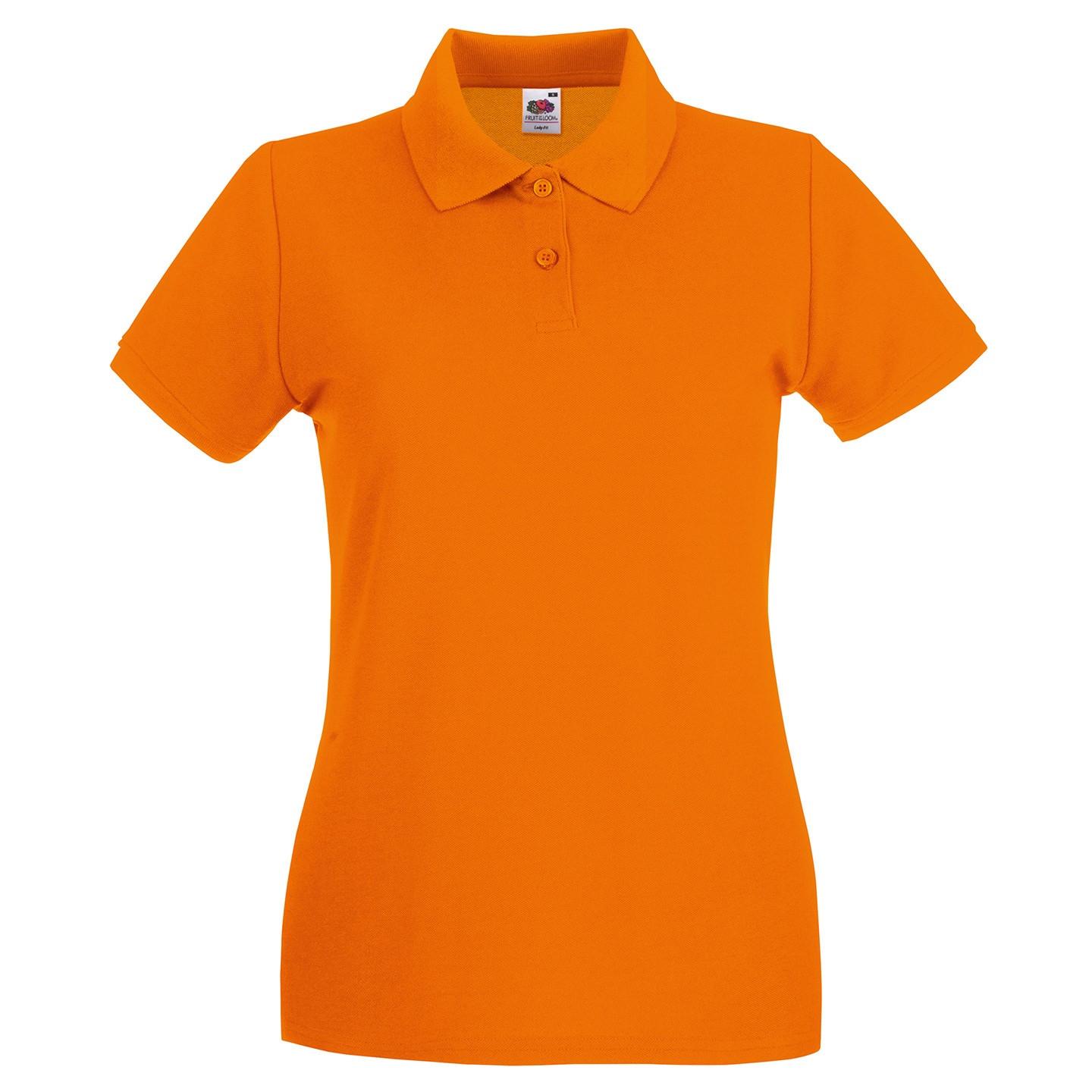 Premium Poloshirt Damen Orange 34 von Fruit of the Loom