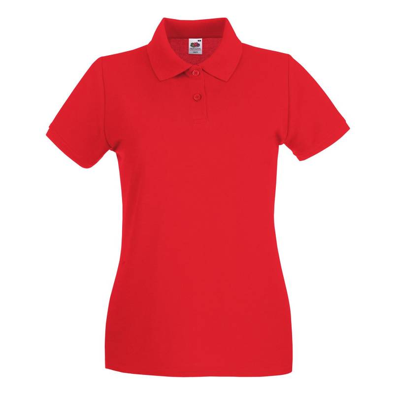 Premium Poloshirt Damen Rot Bunt 34 von Fruit of the Loom