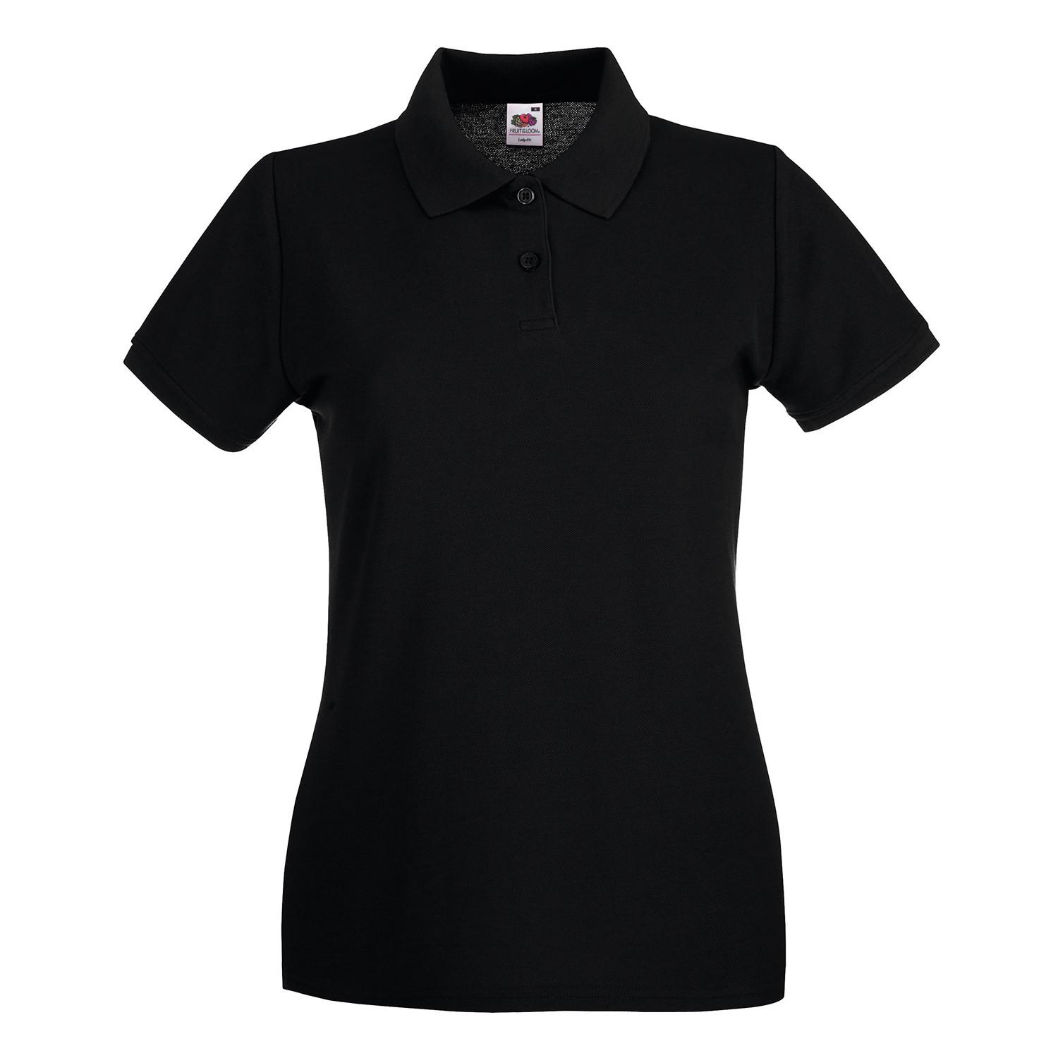 Premium Poloshirt Damen Schwarz 38 von Fruit of the Loom