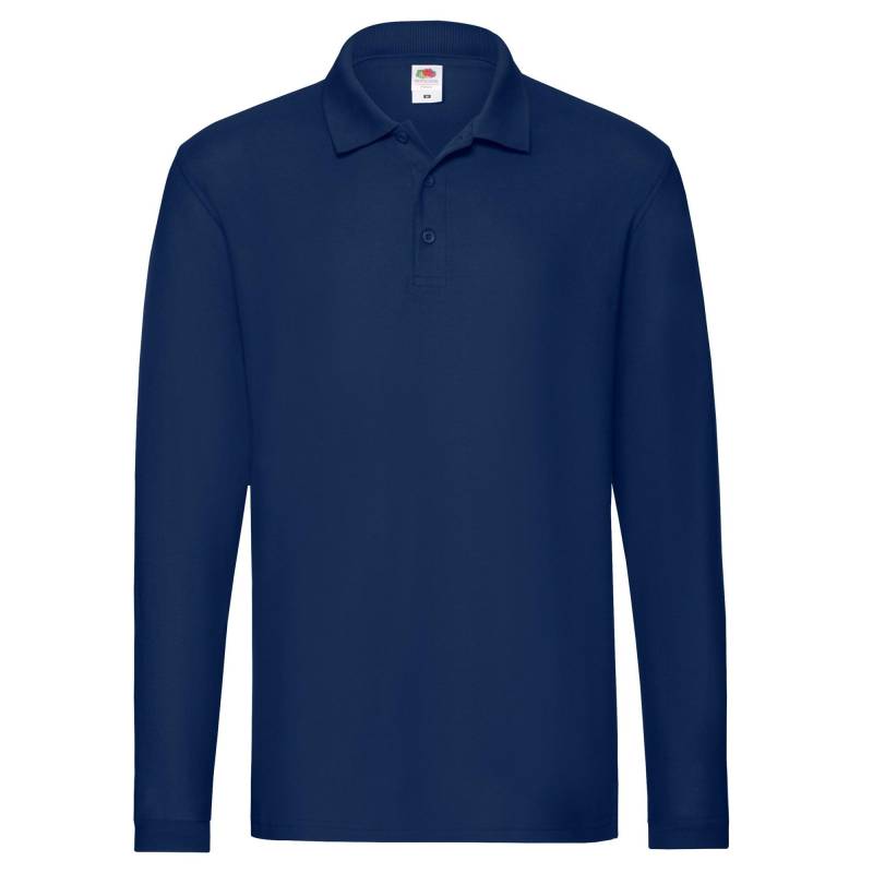 Premium Poloshirt Langärmlig Herren Marine M von Fruit of the Loom